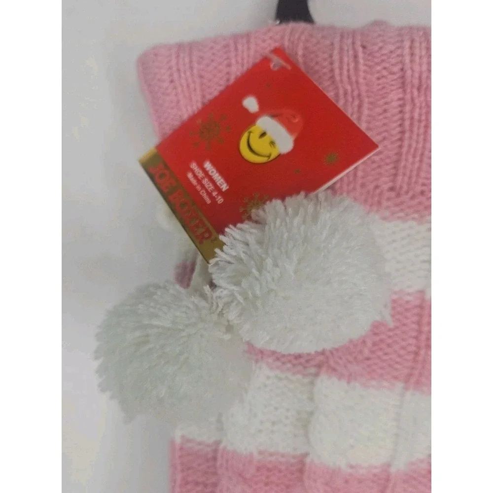 Joe Boxer 1 Pair‎ Womens Adult Junior Fuzzy Socks Pink /white NEW w/Tags Sz 4-10